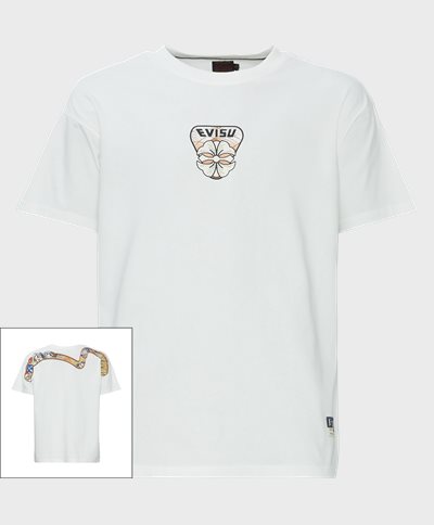 EVISU T-shirts HANAFUDA PATCHES DAICOCK PRINTED SS TEE  White